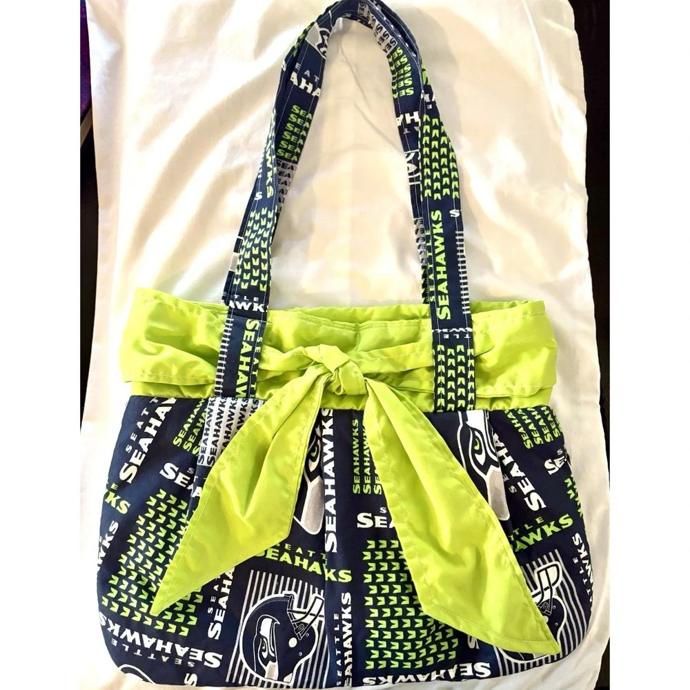 Seattle Seahawks Handmade Purse Bag Tote NFL Fan Blue Green Cotton Women's